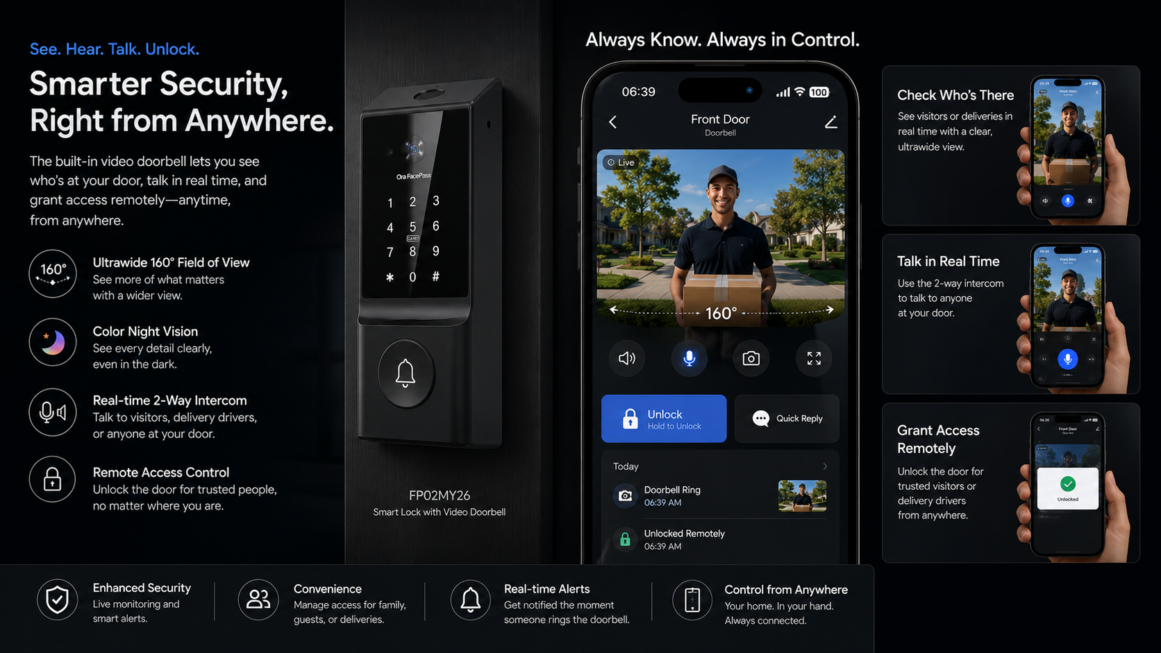 Ora FacePass FP02 MY26 video doorbell features